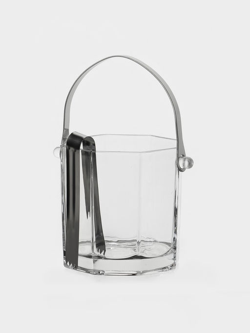 Ведро для льда «Октогон», 900 мл, 15×13×12.5 см, с щипцами, стекло, прозрачное