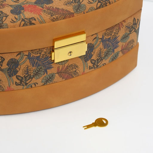 Шкатулка для украшений «Пальмовые листья», искусственная кожа, пробка, 16.5×22.5×13.5 см