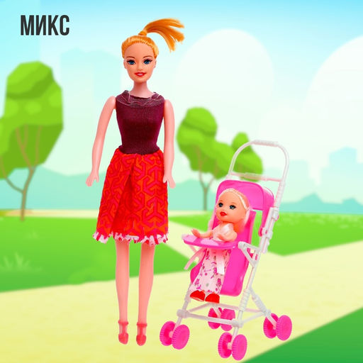 Кукла-модель Мама с дочкой с коляской, МИКС - Simaland фото 21