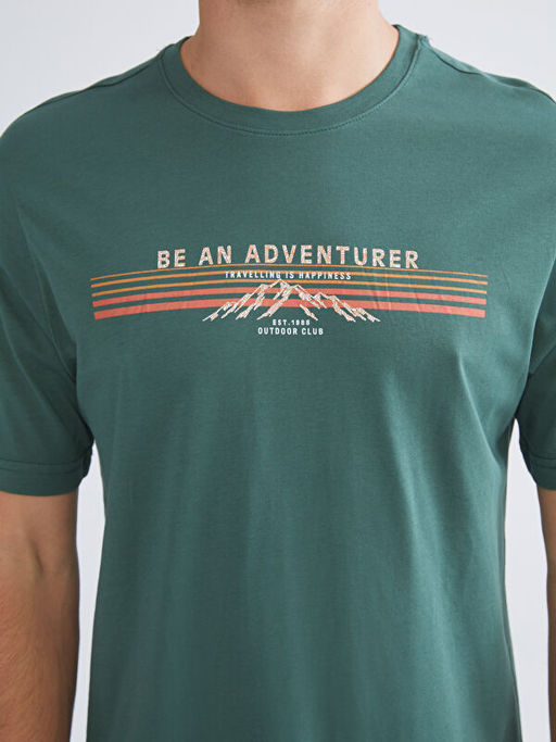 Bisiklet Yaka Bask?l? Erkek Ti??rt