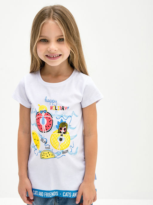 Белая футболка для девочки с принтом - Kogankids фото 3