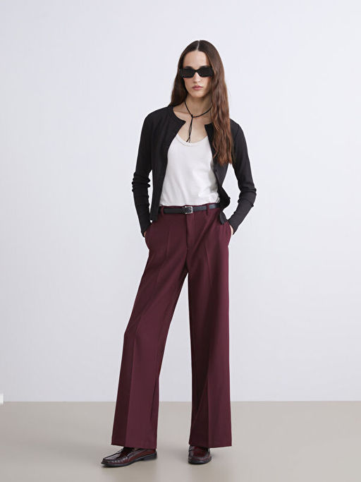 Beli Kemerli Geni? Pa?a Kad?n Pantolon