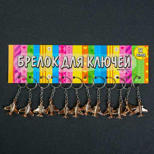 Цена за 12 шт. Брелок для ключей на кольце Самолет, пластик под металл - Simaland фото 11