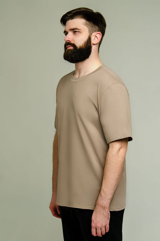 Арт. 67114 Футболка мужская однотонная с лайкрой 48-58 (6 шт) Цвет:коричневый - Идеал фото 3