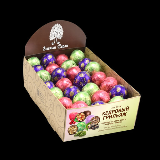 Кедровый грильяж ассорти клюква, сосновая шишка, черёмуха, 540 г | шоу-бокс - Сибирский кедр фото 4