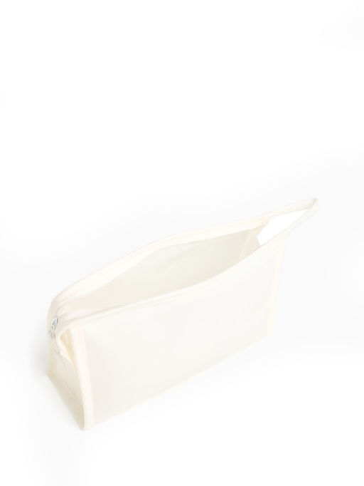 Косметичка треугольная на молнии, с надписями, средний размер, белая