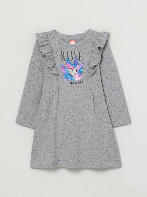 CRB wear/CWKG 62888-11-290 Платье для девочки, светло-серый меланж/Ex.Cherubino  фото 5