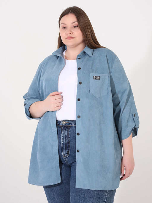 Рубашка из микровельвета больших размеров женская