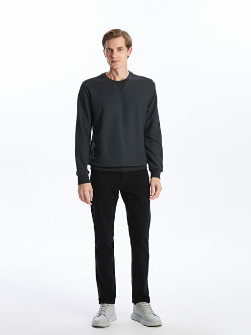 Bisiklet Yaka Uzun Kollu Erkek Sweatshirt