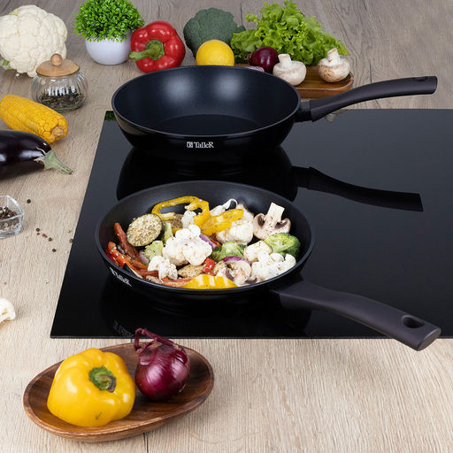 Сковорода с антипригарным покрытием д28см Аспайр, h5,3см, s3мм, дно д22,5см, s3,3мм, кованый алюминий, бакелитовая ручка с покрытием soft-touch, темно-фиолетовый, TalleR (Китай) Подходит для всех видов плит, включая индукционную. - Домашняя мода фото 8