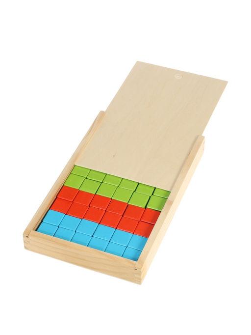 Детский набор деревянные кубики, цветные, 60 штук