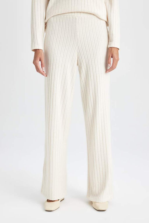 Спортивные штаны на камзоле в рубчик с нормальной талией - Defacto фото 3