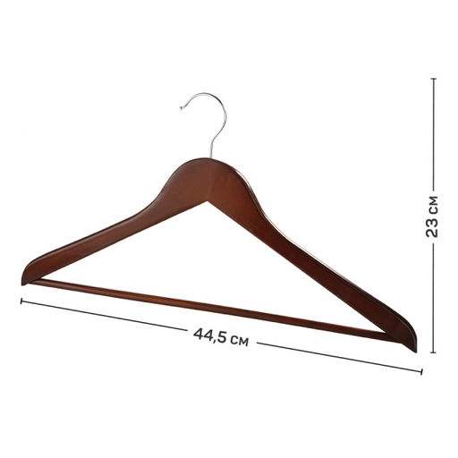 Набор вешалок дерев, 6 шт., прямых, с переклад., 44.5*23*1.2 см, кор.цвет, шт - Valiant фото 7
