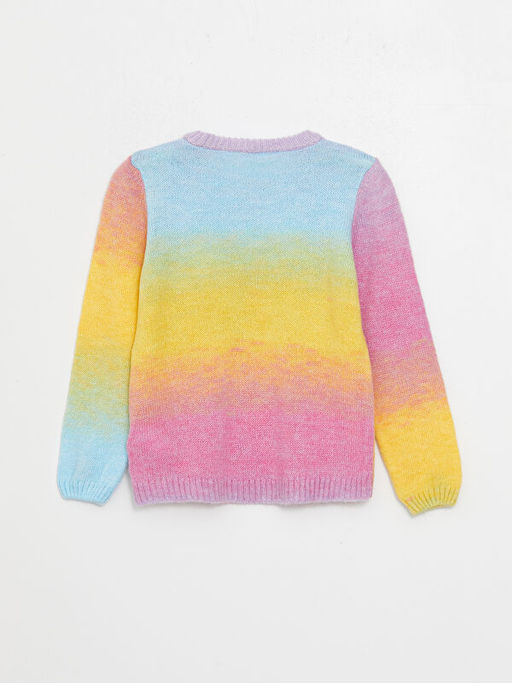 Bisiklet Yaka Desenli Uzun Kollu K?z ?ocuk Triko Kazak - Waikiki фото 2