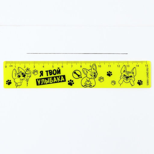 Цена за 6 шт. Линейка пластиковая 15 см «Я твой улыбака», неоновый корпус