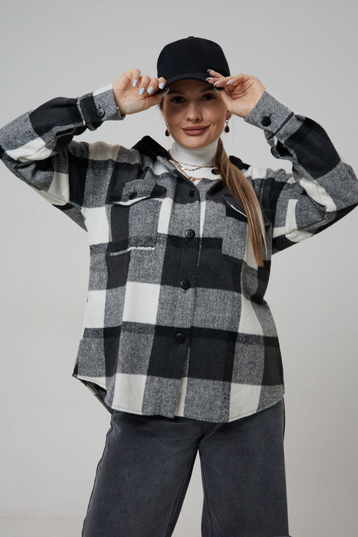 Рубашка женская в клетку с капюшоном РЖКК-01