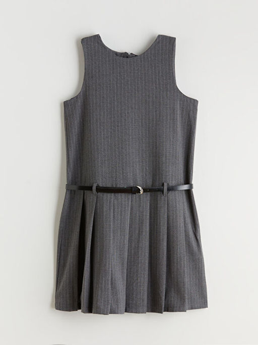 Bisiklet Yaka ?izgili K?z ?ocuk Elbise