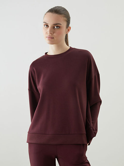 Oversize Modal Kar???ml? Kad?n Sweatshirt