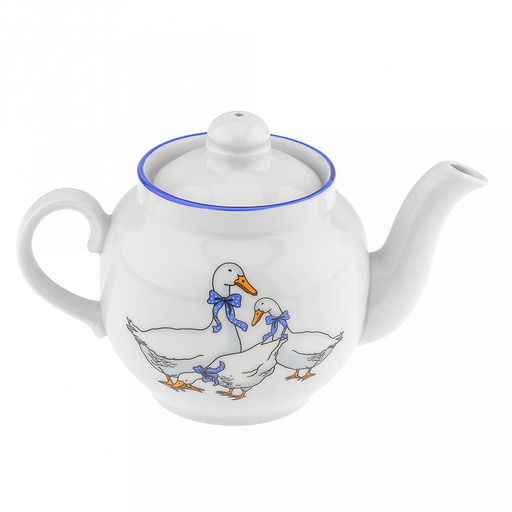 Чайник заварочный фарфоровый Гуси 0,35л, д9см, h9см, отводка краской, форма Янтарь (Россия) - Домашняя мода фото 2