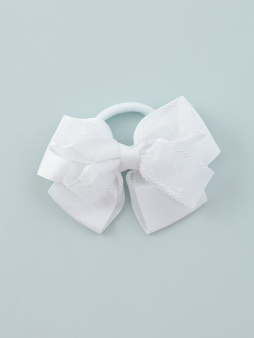 Цена за 6 шт. Бант для волос на резинке «Школьница», горох, 9 см, белый