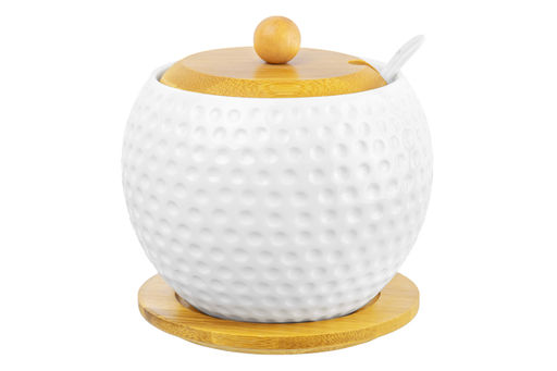 Сахарница Elan Gallery Сфера 620 мл с ложкой и деревянной крышкой на подставке  фото 8