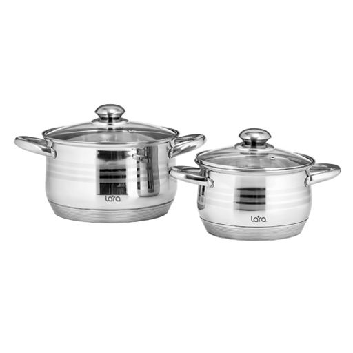 LR02-101 Набор посуды Sonata, 4 пр., (кастр. 2.9л + 4.9л ) стеклян. крышки /LARA/