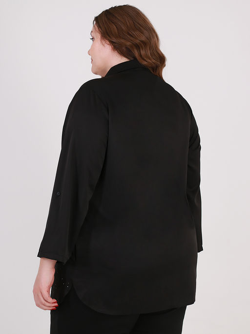 Черная женская рубашка со стразами - Almond фото 2