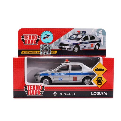 . Модель "Renault Logan. Полиция" арт.LOGAN-P 12см металл.инерц. открыв.двери