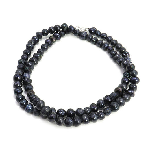 Бусы Black-Blue натуральный жемчуг - камень королев, дарующий любовь и счастье
