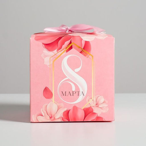 Цена за 3 шт. Коробка подарочная складная, упаковка, «8 марта», 12×12×12 см