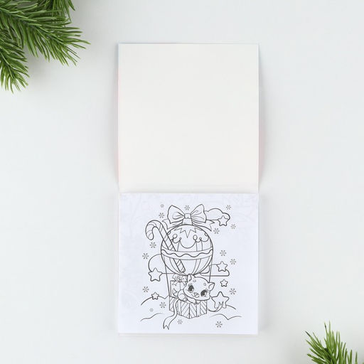 Подарочный набор новогодний, блокнот-раскраска и восковые мелки Волшебный единорог