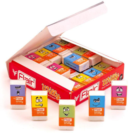 Цена за 30 шт. Ластик дизайн FLAIR WILLY 34х20х10мм, белая FA 7034 WHITE