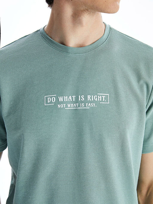 Bisiklet Yaka K?sa Kollu Bask?l? Penye Erkek Ti??rt