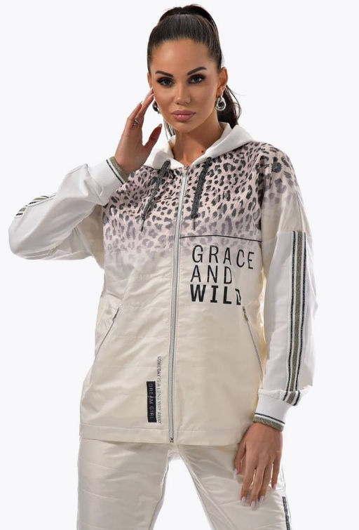 Толстовка из футера комбинированного с принтованной плащевой тканью - А+б коллекция фото 122