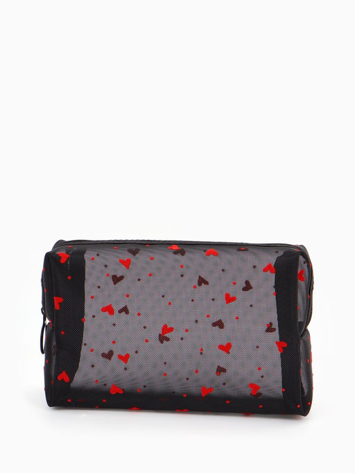 Косметичка дор Сердца, сетка 18*7,5*10, отд на молнии, черный