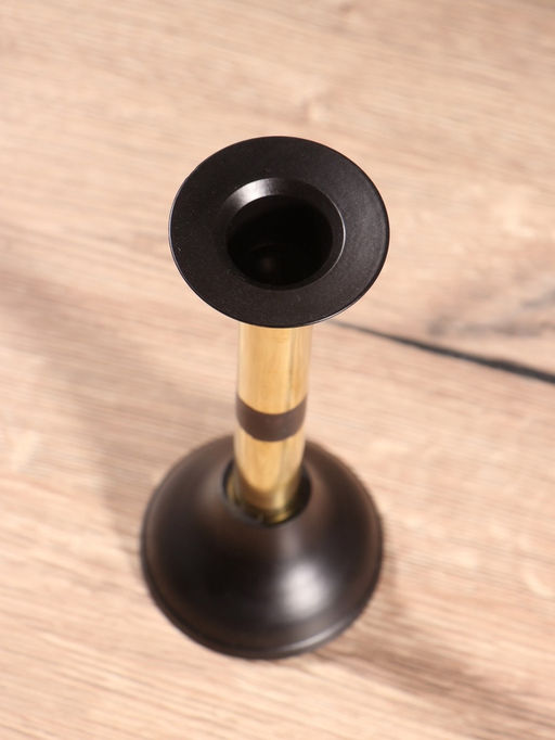 Подсвечник на 1 свечу «Креманка», латунь, чёрный с золотом, 8×8×18 см