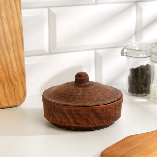 Блюдо для запекания, 300 мл., 12×5 см, красная глина, коричневый