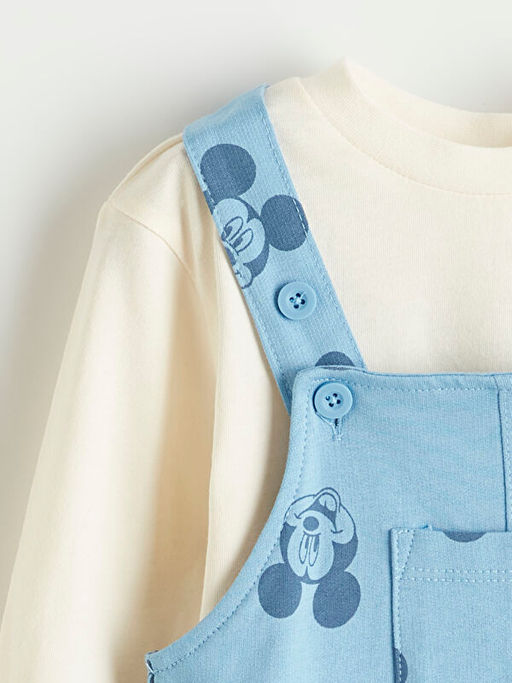 Mickey Mouse Bask?l? Erkek Bebek Salopet ve Ti??rt