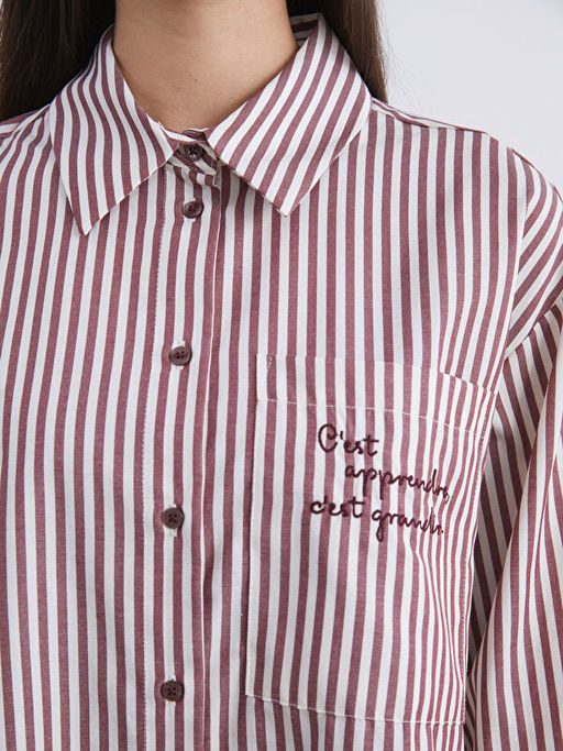 ?izgili Oversize Poplin Kad?n G?mlek Tunik