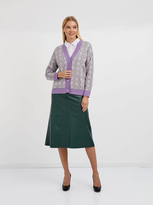 кардиган женский в фиолетовом цвете с геометричным принтом - Glenfield фото 2