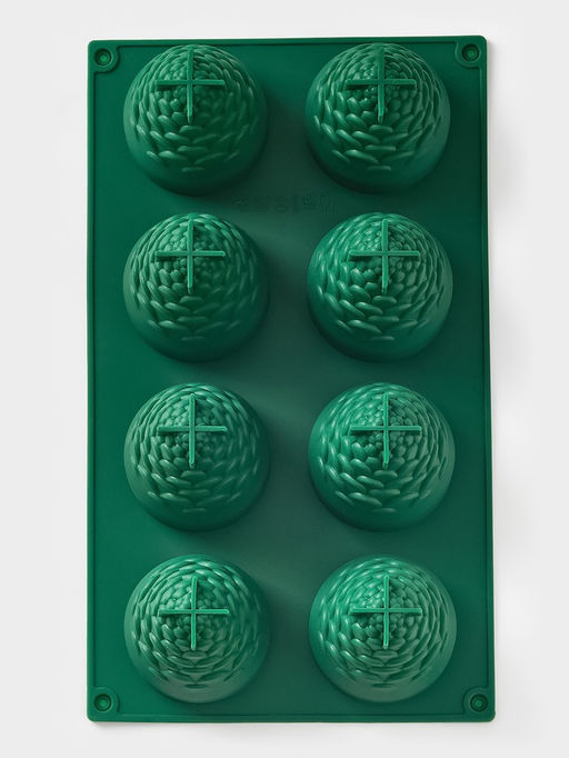 Форма для выпечки новогодняя Доляна «Шишки», 8 ячеек (4×5.5×6.7 см), 29.8×17.3×7.5 см, силикон, зелёная