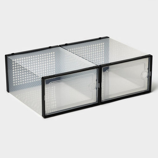 Коробка для хранения обуви с дверцей Доляна Large size, 2633,516,5 см, 2 шт  фото 2