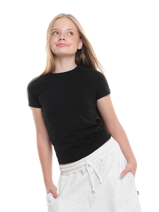 Футболка для девочки скимс для школы с коротким рукавом 22-7694 черный - Mini maxi фото 8