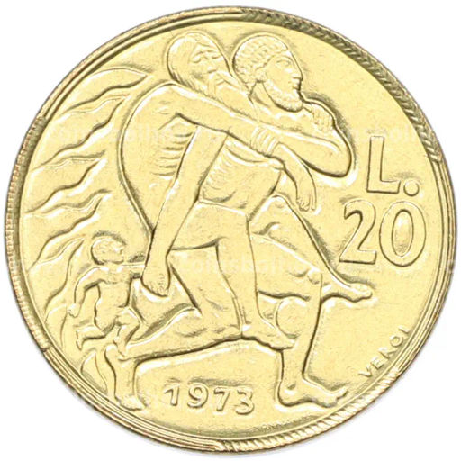Монета 20 лир 1973 года Сан-Марино