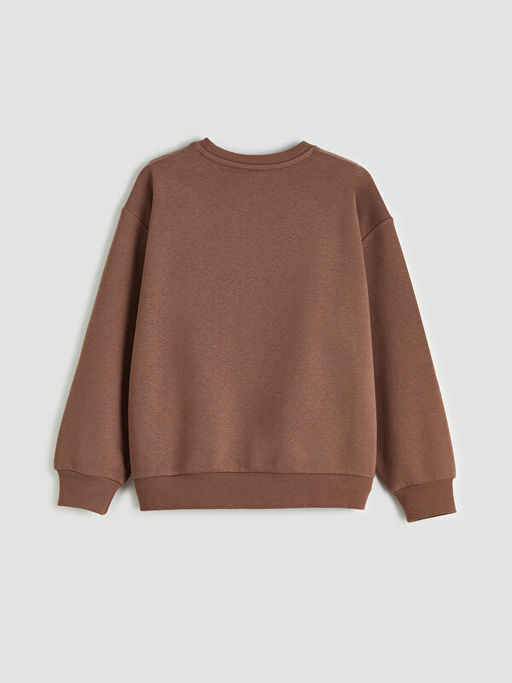 Capyfun Bask?l? Bisiklet Yaka K?z ?ocuk Sweatshirt