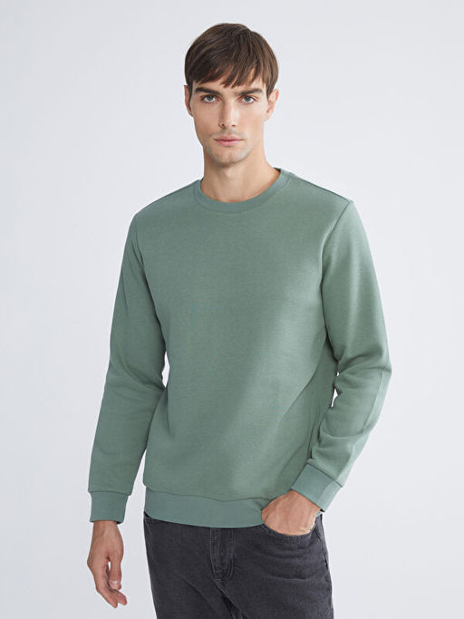 Bisiklet Yaka Erkek Kal?n Sweatshirt