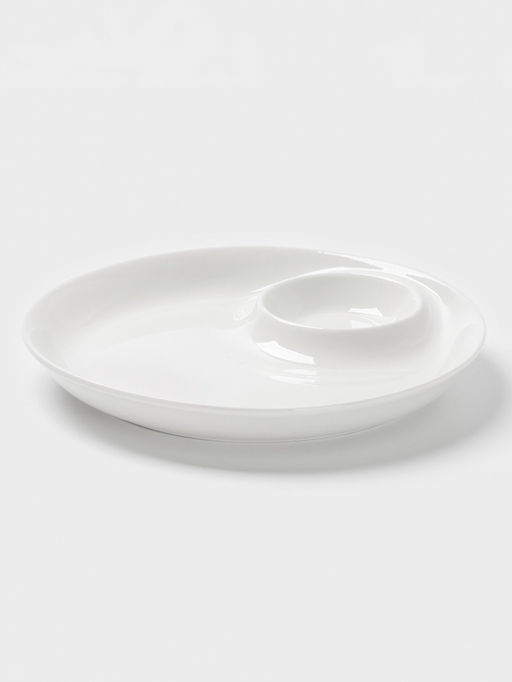 Блюдо с соусником Доляна White Label, d=25 см, фарфор, белое