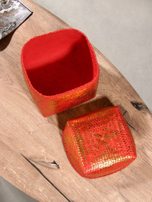 Корзинка плетёная «Голден», 20×20×26 см, розовая