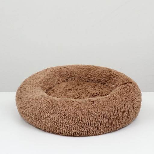 Лежанка для собак и кошек, длинный мех, 45×35×11 см, коричневая