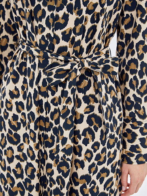 Leopar Desenli Kad?n G?mlek Elbise